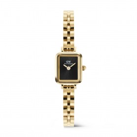 DANIEL WELLINGTON - OROLOGIO QUADRO MINI ARCH 3-LINK ONYX SUNRAY GOLD - 15.4X18.2MM