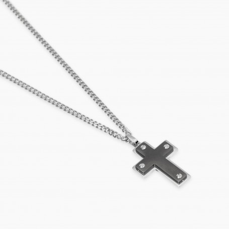 KIDULT - COLLEZIONE STYLE 01 - COLLANA DA UOMO CON CROCE NERA