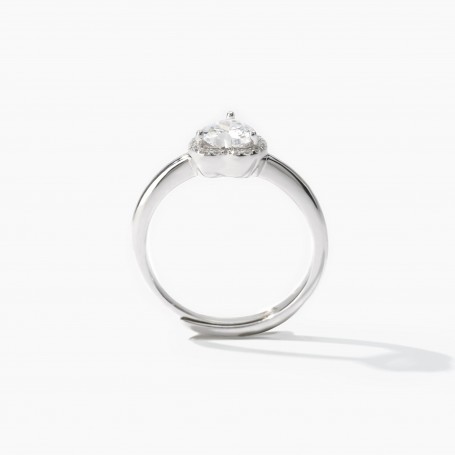 MABINA - COLLEZIONE LOVE AFFAIR - ANELLO REGOLABILE CON ZIRCONE SOLITARIO A CUORE