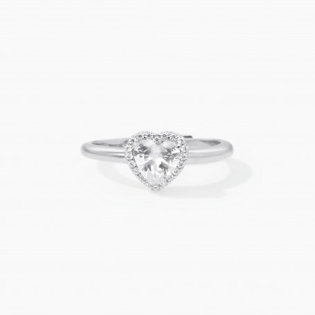 MABINA - COLLEZIONE LOVE AFFAIR - ANELLO REGOLABILE CON ZIRCONE SOLITARIO A CUORE