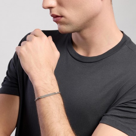 MABINA - COLLEZIONE FIRST - BRACCIALE CON CATENA ROLO' E PIASTRA