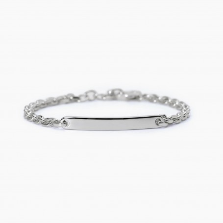 MABINA - COLLEZIONE FIRST - BRACCIALE CON CATENA ROLO' E PIASTRA
