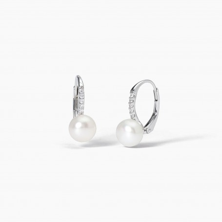 MABINA - COLLEZIONE INVITO A NOZZE - ORECCHINI IN ARGENTO CON PERLE E ZIRCONI