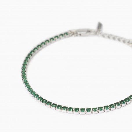 MABINA - COLLEZIONE MINI TENNIS - BRACCIALE TENNIS UOMO CON SMERALDI SINTETICI