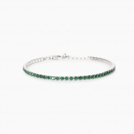 MABINA - COLLEZIONE MINI TENNIS - BRACCIALE TENNIS UOMO CON SMERALDI SINTETICI