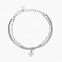 KIDULT - COLLEZIONE STYLE 38 - BRACCIALE CATENE E CIONDOLO QUADRIFOGLIO IN ACCIAIO ARGENTATO