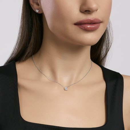 MABINA - COLLEZIONE SHINY - GIROCOLLO IN ARGENTO CON CATENA FORZATINA E PUNTO LUCE