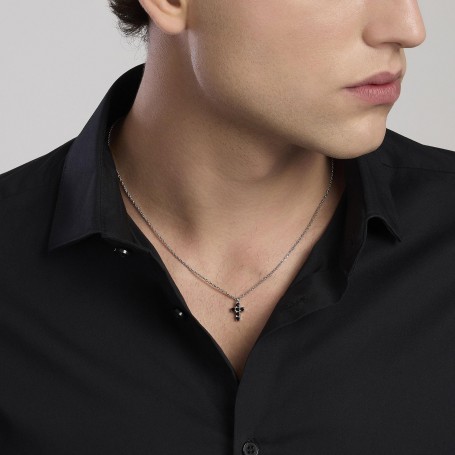 MABINA - COLLEZIONE MYSTICAL - COLLANA UOMO IN ARGENTO CON CROCE