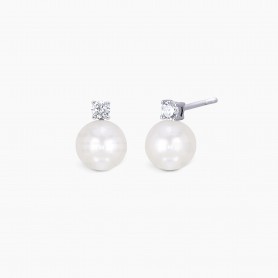 MABINA - COLLEZIONE MON CHÈRI - ORECCHINI A LOBO CON PERLA COLTIVATA E PUNTO LUCE