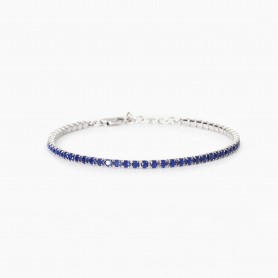 MABINA - COLLEZIONE MINI TENNIS - BRACCIALE TENNIS UOMO CON ZAFFIRI SINTETICI
