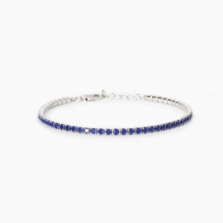 MABINA - COLLEZIONE MINI TENNIS - BRACCIALE TENNIS UOMO CON ZAFFIRI SINTETICI