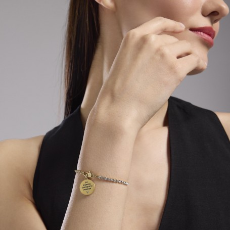 KIDULT - COLLEZIONE MILLELUCI - BRACCIALE TENNIS COMPONIBILE IN ACCIAIO DORATO