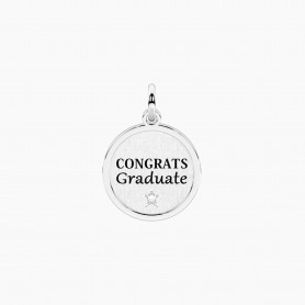 KIDULT - COLLEZIONE GRADUATE - CIONDOLO TONDO CON FRASE LAUREA E CRISTALLO