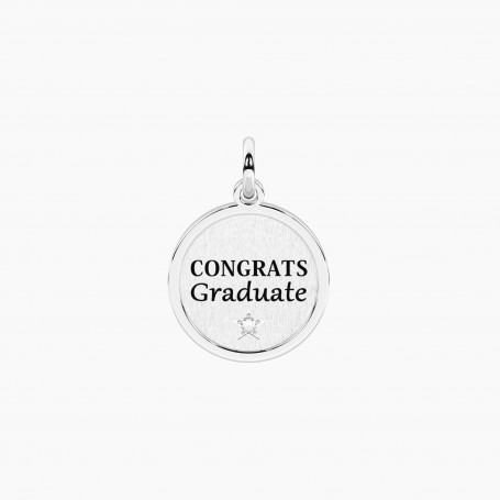 KIDULT - COLLEZIONE GRADUATE - CIONDOLO TONDO CON FRASE LAUREA E CRISTALLO