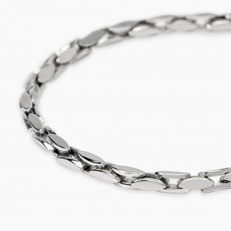 KIDULT - COLLEZIONE STYLE 05 - BRACCIALE UOMO REGOLABILE CON CATENA IN ACCIAIO ARGENTATO