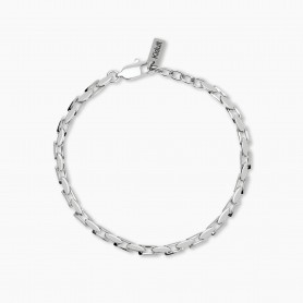 KIDULT - COLLEZIONE STYLE 05 - BRACCIALE UOMO REGOLABILE CON CATENA IN ACCIAIO ARGENTATO