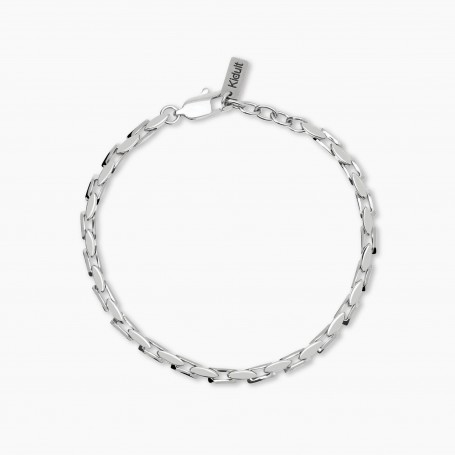 KIDULT - COLLEZIONE STYLE 05 - BRACCIALE UOMO REGOLABILE CON CATENA IN ACCIAIO ARGENTATO