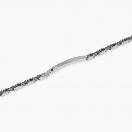 KIDULT - COLLEZIONE STYLE 21 - BRACCIALE UOMO IN ACCIAIO CON PIASTRINA E INSERTI CERAMICA