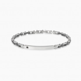 KIDULT - COLLEZIONE STYLE 21 - BRACCIALE UOMO IN ACCIAIO CON PIASTRINA E INSERTI CERAMICA