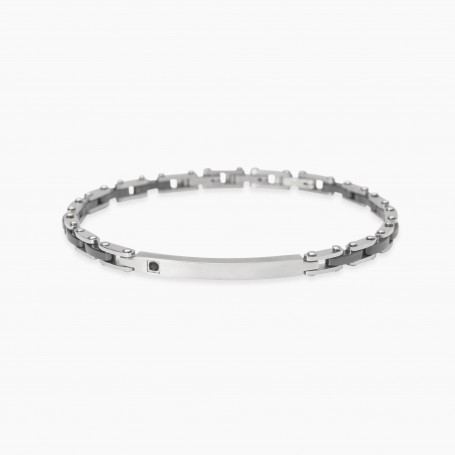 KIDULT - COLLEZIONE STYLE 21 - BRACCIALE UOMO IN ACCIAIO CON PIASTRINA E INSERTI CERAMICA