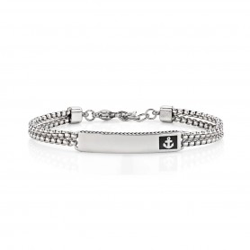 AMEN - BRACCIALE IN ACCIAIO LUCIDO CON TARGHETTA CENTRALE ANCORA
