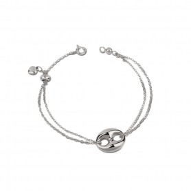 OPS - COLLEZIONE NAVY - BRACCIALE CON CENTRO IN MAGLIA BLU NAVY