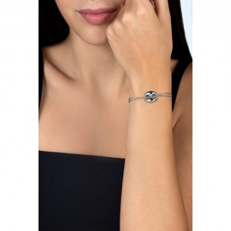 OPS - COLLEZIONE NAVY - BRACCIALE CON CENTRO IN MAGLIA BLU NAVY