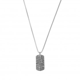 AMEN - COLLANA IN ACCIAIO CON PIASTRINA RIGATA