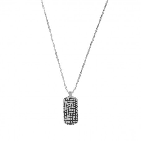 AMEN - COLLANA IN ACCIAIO CON PIASTRINA RIGATA