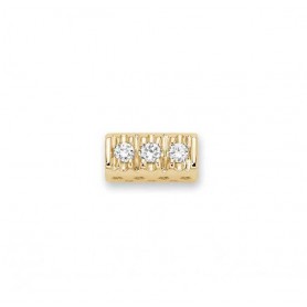 ELEMENTS - CHARM BARRETA CON 3 DIAMANTI IN ORO GIALLO