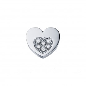ELEMENTS - CHARM CUORE NEL CUORE IN ORO BIANCO E DIAMANTI BIANCHI