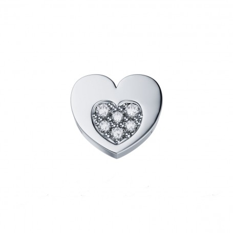 ELEMENTS - CHARM CUORE NEL CUORE IN ORO BIANCO E DIAMANTI BIANCHI