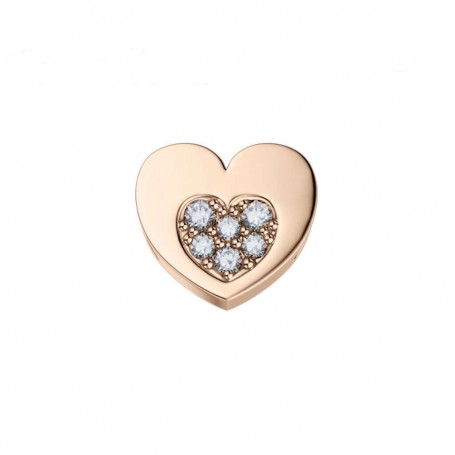 ELEMENTS - CHARM CUORE NEL CUORE IN ORO ROSA E DIAMANTI BIANCHI