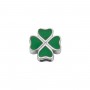 ELEMENTS - CHARM QUADRIFOGLIO IN ORO BIANCO SMALTATO VERDE