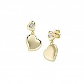 AMEN - ORECCHINI DORATI CUORI GEMELLI CON ZIRCONE