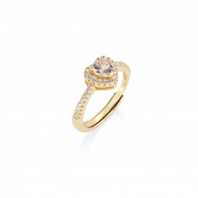 AMEN - ANELLO DOLCE CUORE ROSA MORGANITE REGOLABILE