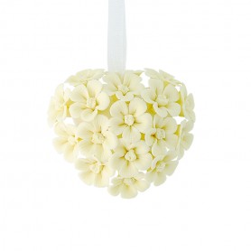 HERVIT - CUORE IN PORCELLANA BIANCA CON FIORI GIALLI