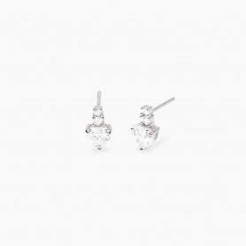 MABINA - COLLEZIONE ROUGE - ORECCHINI CON CUORE PENDENTE IN ZIRCONI BIANCHI