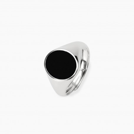 MABINA - COLLEZIONE KINGSTONE - ANELLO OVALE IN ARGENTO E ONICE
