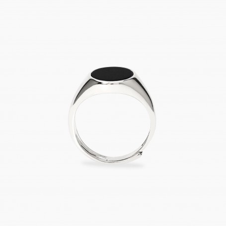 MABINA - COLLEZIONE KINGSTONE - ANELLO OVALE IN ARGENTO E ONICE