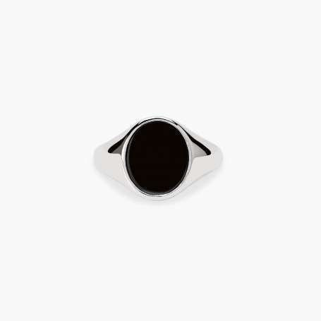 MABINA - COLLEZIONE KINGSTONE - ANELLO OVALE IN ARGENTO E ONICE