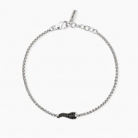 MABINA - COLLEZIONE IL QUATTRINO - BRACCIALE CON CORNETTO IN ZIRCONI NERI E CATENA VENETA