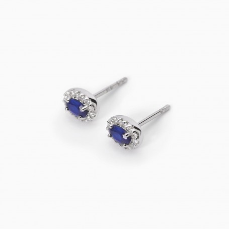 MABINA - COLLEZIONE COOL OR RÈTRO? - ORECCHINI A LOBO IN ARGENTO CON ZAFFIRI SINTETICI
