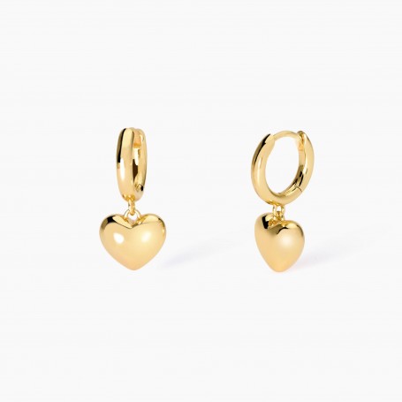 MABINA - COLLEZIONE FEELING - ORECCHINI PLACCATI ORO CON PENDENTE CUORE