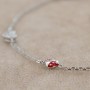 NANÀN - BRACCIALE CON COCCINELLA IN SMALTO ROSSO E CUORI CON ZIRCONI