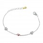 NANÀN - BRACCIALE CON COCCINELLA IN SMALTO ROSSO E CUORI CON ZIRCONI