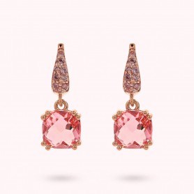 BRONZALLURE - ORECCHINI PENDENTI CON PRISMA GEM QUADRATA E PAVE'