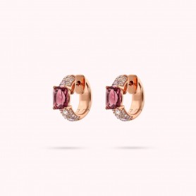 BRONZALLURE - ORECCHINI A CERCHIO CON PRISMA GEM TAGLIO MOSAICO E PAVE' DI CUBIC ZIRCONIA