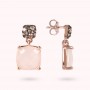 BRONZALLURE - ORECCHINI PENDENTI CON PIETRA NATURALE QUADRATA SFACCETTATA E PAVÈ