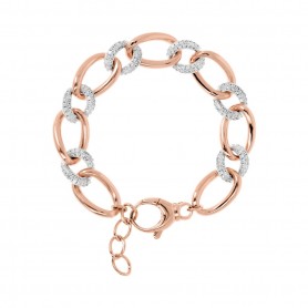 BRONZALLURE - BRACCIALE MAGLIE OVALI ED ELEMENTI PAVE' IN CUBIC ZIRCONIA